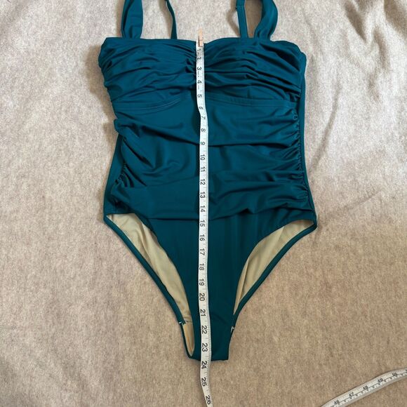 Swimsuits For All shirred sweetheart green one piece women’s 14 slimming pool - Picture 3 of 9